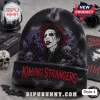 Marilyn Manson Halloween Beanie Hat 2026 featuring a gothic portrait, skulls, and Killing Strangers text on black knit.