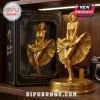 Gold Marilyn Monroe 100th anniversary vinyl figure standing on a pedestal next to its black commemorative display box.!