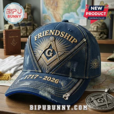 Masonic Friendship 1717-2026 Distressed Denim Baseball Cap