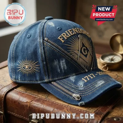 Masonic Friendship 1717-2026 Distressed Denim Baseball Cap