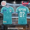 Teal Sailor Neptune jersey with Aztec calendar pattern, blue bow graphic, and back print featuring Neptune 07 text.!