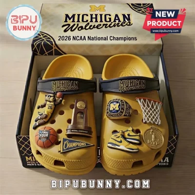 Michigan Wolverines 2026 National Champions Yellow Crocs With Charms