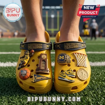 Michigan Wolverines 2026 National Champions Yellow Crocs With Charms