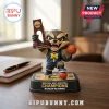 Michigan Wolverines mascot bobblehead holding a 2026 NCAA championship trophy and basketball on a wooden desk.!