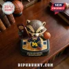 Rocket Raccoon figurine wearing a Michigan Wolverines jersey, holding a basketball and a 2026 NCAA Champions trophy.!