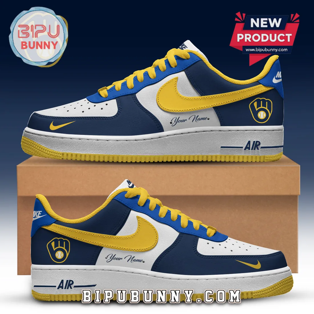 Milwaukee Brewers Custom Nike Air Force 1 Low Sneakers Milwaukee Brewers Custom Nike Air Force 1 Low Sneakers