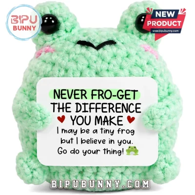 Mint Green Crochet Frog Emotional Support Doll