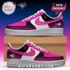 Custom Nike Air Force 1 sneakers featuring Toronto Blue Jays logos and pink breast cancer awareness ribbon patterns.!