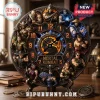 Mortal Kombat decorative analog desk clock featuring relief-style game characters, orange numerals, and a central dragon logo.!