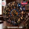 Mortal Kombat circular wall clock featuring 3D character figurines around a dragon logo dial with numbered indices.!