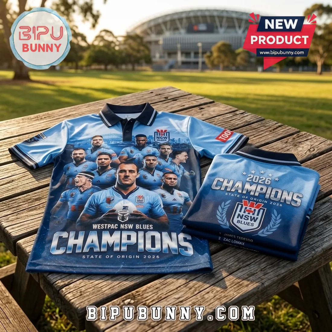 New South Wales Blues 2026 Champions Blue Polo Shirt New South Wales Blues 2026 Champions Blue Polo Shirt
