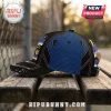 New York Knicks basketball cap featuring black and blue panels, orange accents, and championship trophy graphic branding.!