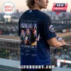 New York Mets Kpop Demon Hunters black baseball jersey featuring anime character graphics and team logos on the sleeve.
