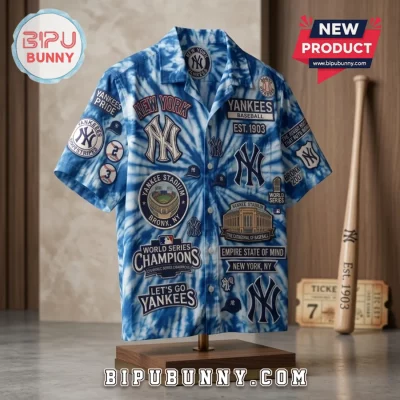 New York Yankees Tie Dye Hawaiian Shirt
