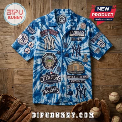 New York Yankees Tie Dye Hawaiian Shirt