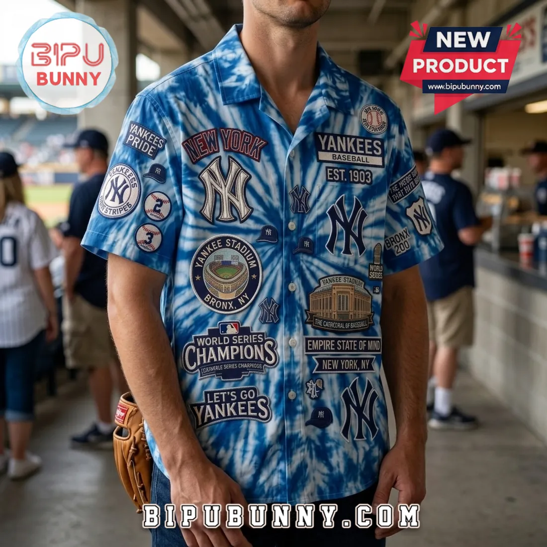 New York Yankees Tie Dye Hawaiian Shirt New York Yankees Tie Dye Hawaiian Shirt