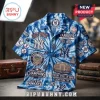 New York Yankees Tie Dye Hawaiian Shirt featuring team logos, Yankee Stadium graphics, and blue swirl patterns.