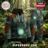 New Zealand rugby-themed hoodie and sweatpants set with green fern print, brown elbow and shoulder pads, and one.nz logos.!
