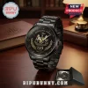 Black stainless steel Newcastle United 135-year anniversary chronograph watch with golden team crest and date 1892-2027.!
