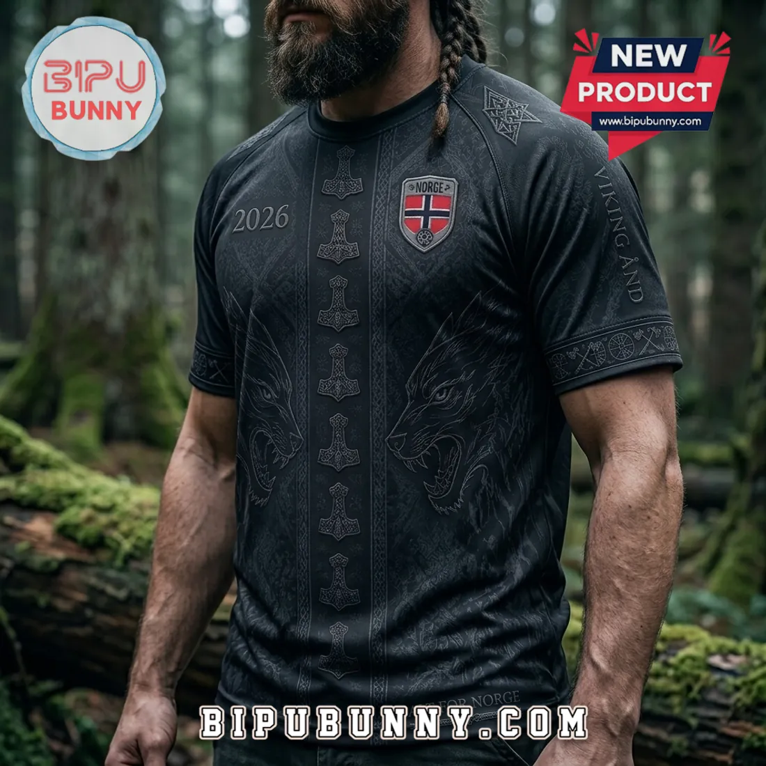 Norway Football 2026 Black Viking T-Shirt Norway Football 2026 Black Viking T-Shirt