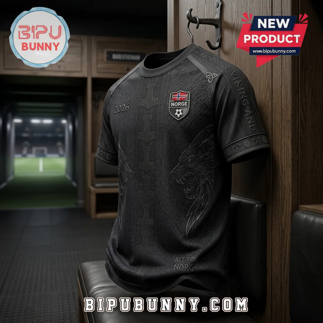 Norway Football 2026 Black Wolf T-Shirt Norway Football 2026 Black Wolf T-Shirt