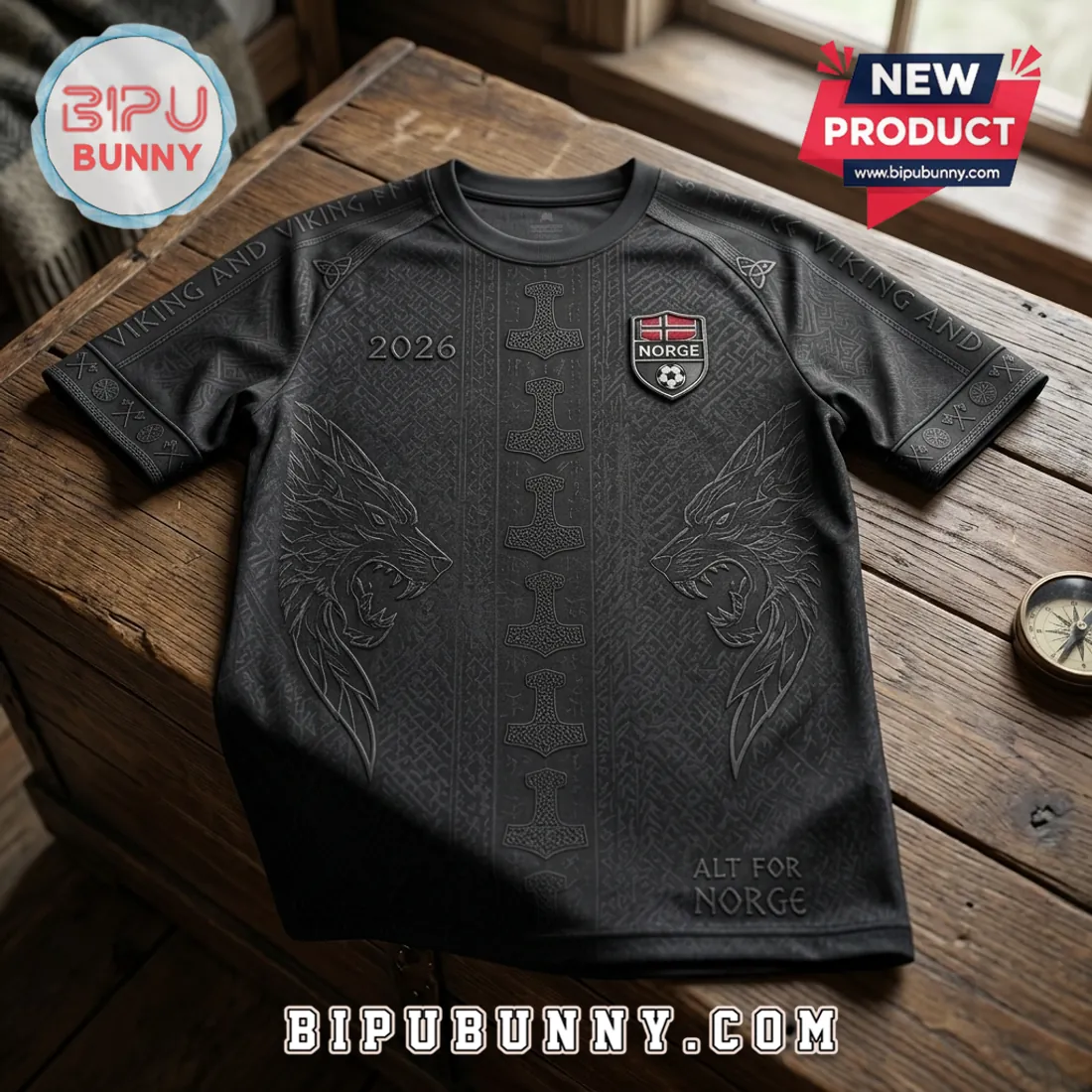 Norway Football 2026 Black Wolf T-Shirt Norway Football 2026 Black Wolf T-Shirt