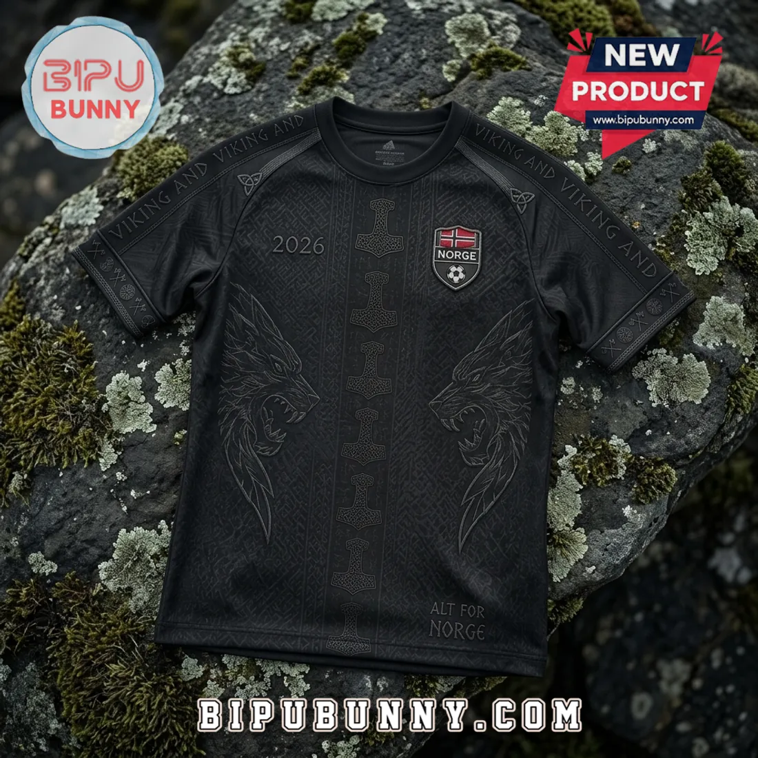 Norway Football 2026 Black Wolf T-Shirt Norway Football 2026 Black Wolf T-Shirt