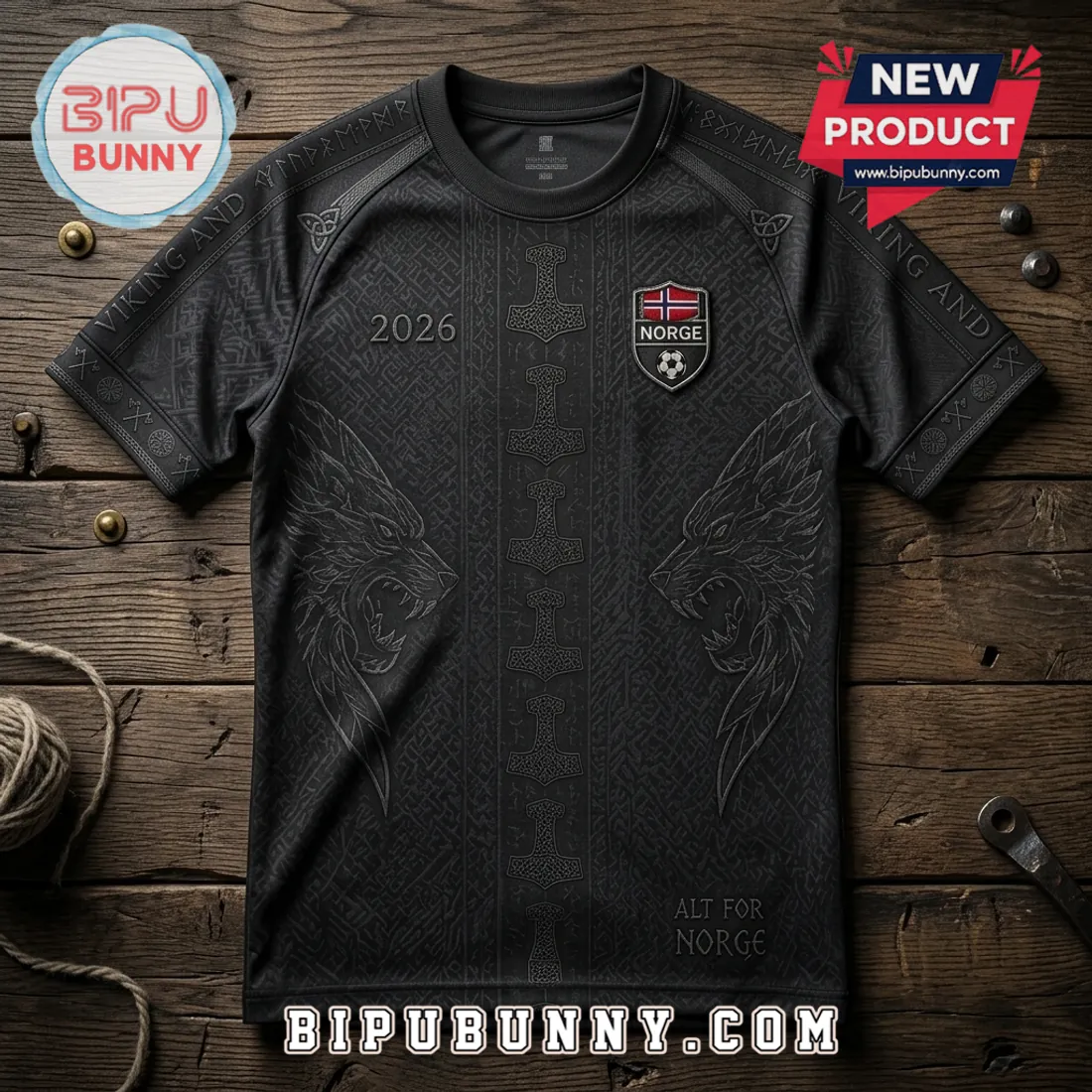 Norway Football 2026 Black Wolf T-Shirt Norway Football 2026 Black Wolf T-Shirt