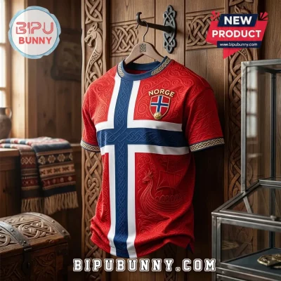 Norway Viking Ship Embossed Short Sleeve T-Shirt Norway Viking Ship Embossed Short Sleeve T-Shirt