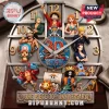 One Piece 30th Anniversary Character Wall Clock featuring Luffy and Straw Hat crew members in a circular metallic frame.