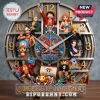 One Piece 30th Anniversary Character Wall Clock featuring Luffy, Zoro, Nami, and crew on a circular metallic frame dial.