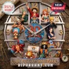 One Piece 30th Anniversary Character Wall Clock featuring Luffy, Zoro, Nami, and the Straw Hat crew on a metallic dial.