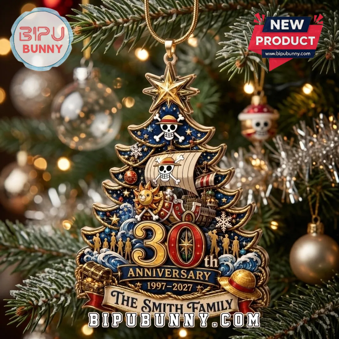 One Piece Anime 30th Anniversary Custom Christmas Ornament One Piece Anime 30th Anniversary Custom Christmas Ornament