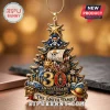 One Piece Anime 30th Anniversary Custom Christmas Ornament featuring the Straw Hat pirate flag, ship, and anniversary text.