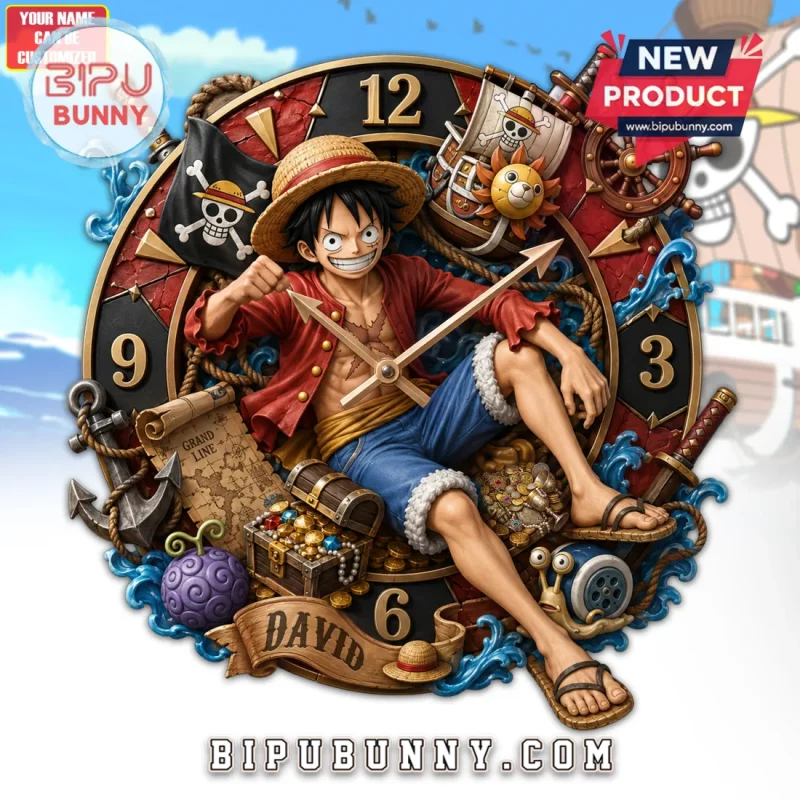 One Piece Luffy Personalized Wall Clock - Bipubunny Store