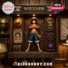 One Piece Luffy figure display with name William, wanted poster, straw hat, devil fruit, and brass key hooks on wood wall.!