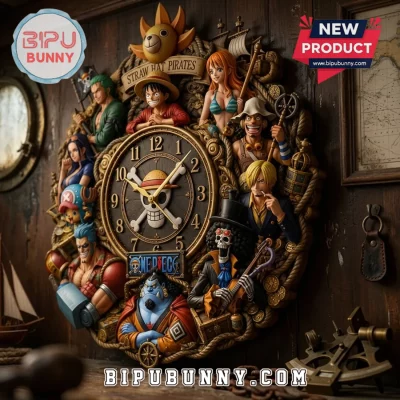 One Piece Straw Hat Pirates Sculpted Resin Wall Clock