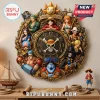 One Piece Straw Hat Pirates resin wall clock featuring Luffy, Zoro, Nami, and crew characters on a detailed rope frame.!