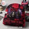 Ozzy Osbourne Halloween Beanie Hat 2026 featuring red and black tie-dye print, graphic of Ozzy, and gothic text.