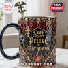 Ozzy Osbourne Prince of Darkness ceramic mug with 3D gold skulls, bats, guitars, and a bat-shaped metal spoon.!