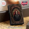 Matte black metal flip-top lighter featuring Ozzy Osbourne in a gold-filigree frame with Rock Legend 1948-2025 text.!