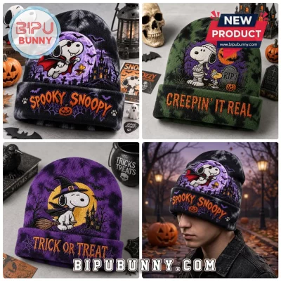 Peanuts Spooky Snoopy Tie-Dye Halloween Beanie Hat