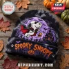 Peanuts Spooky Snoopy Tie-Dye Halloween Beanie Hat featuring a vampire Snoopy illustration on a black tie-dye knit base.