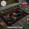 Pennywise Welcome To Derry Horror Movie Doormat featuring a dark clown graphic on a wooden porch with autumn leaves.
