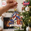 Personalized 250 Patriotic American Flag Christmas Ornament shaped like a tree with red, white, and blue star patterns.