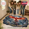Personalized Fantasy Wizarding World Doormat featuring a fiery phoenix and wizard family in a stone cavern design.