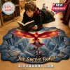 Personalized Fantasy Wizarding World Doormat featuring a phoenix, magical characters, and stone archway illustration.