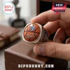 Philadelphia 76ers LeBron James Championship Ring featuring a textured orange basketball face and silver metal band detailing.