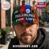 Philadelphia baseball cap featuring Eagles, Phillies, 76ers, and Flyers logos with text reading Philadelphia For Life.!