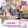 Pink crochet axolotl plush holding a sign that says You are awesome and Love you axolotl-ly on a wooden coffee table.!